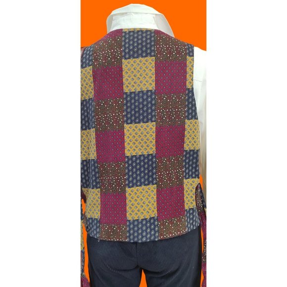 1980's-90's Gina Peters Sport Patchwork Paisley Vest - Picture 3 of 14
